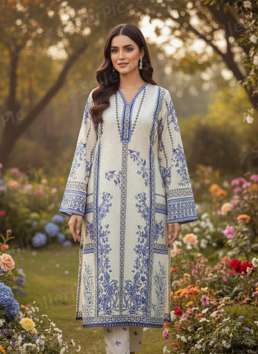 Blue Floral Lawn 2PC