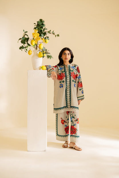 Soft Ivory Floral 2PC Premium Poly Lawn