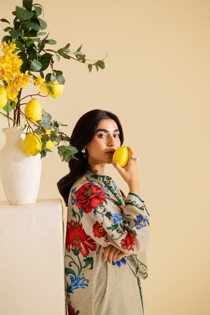 Soft Ivory Floral 2PC Premium Poly Lawn