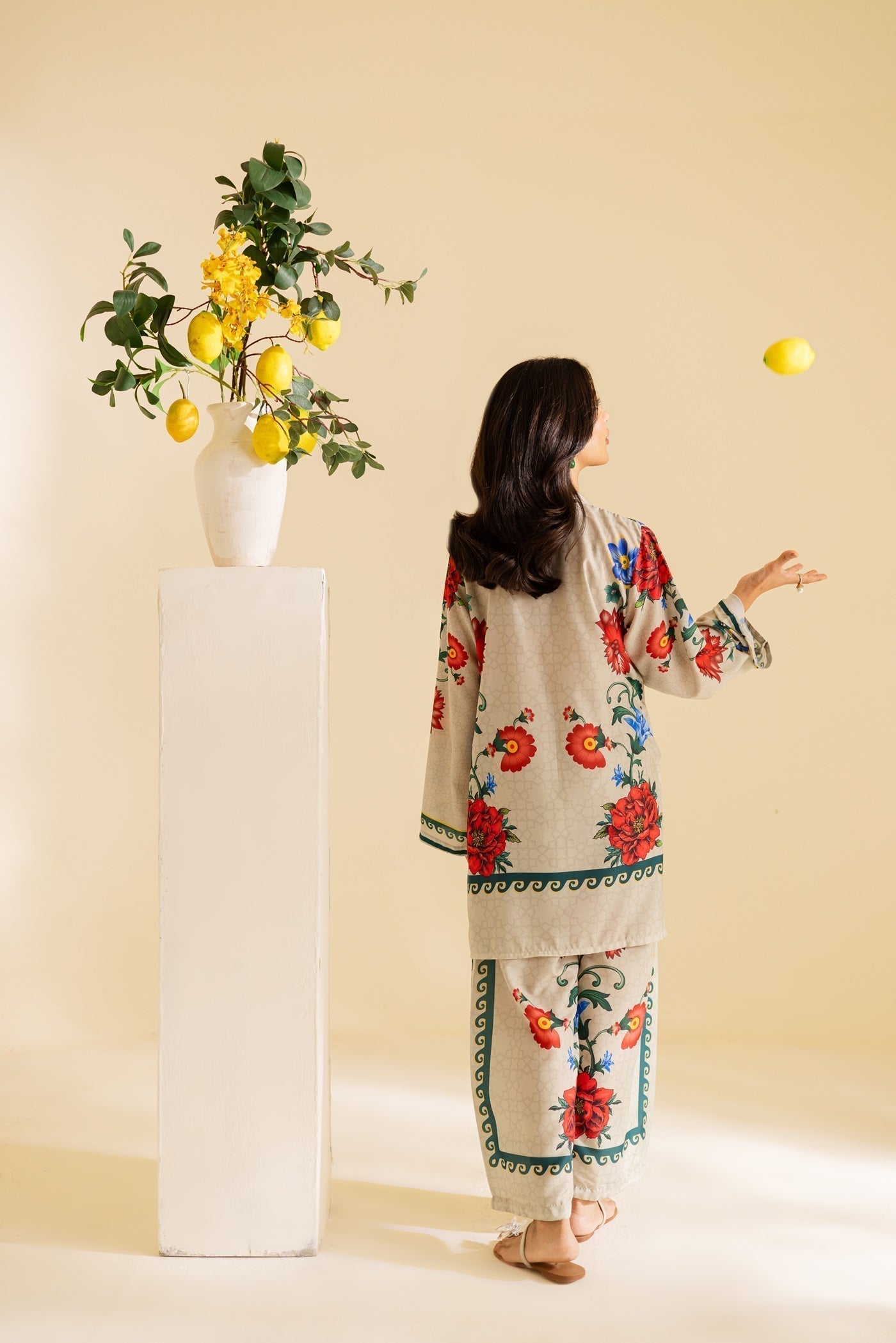 Soft Ivory Floral 2PC Premium Poly Lawn