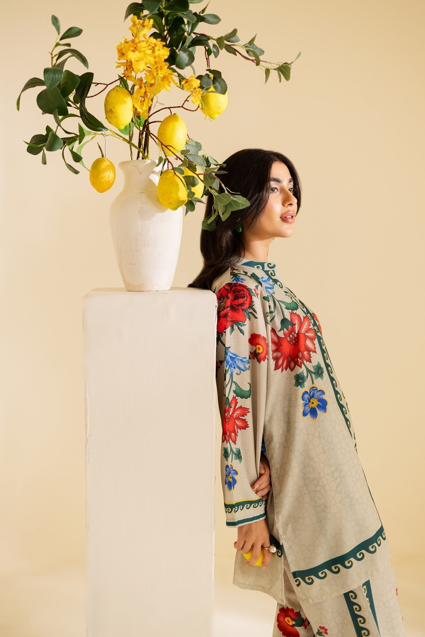 Soft Ivory Floral 2PC Premium Poly Lawn