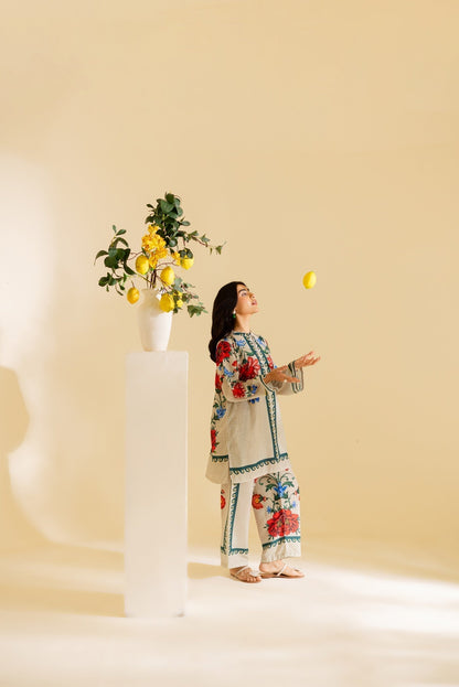 Soft Ivory Floral 2PC Premium Poly Lawn