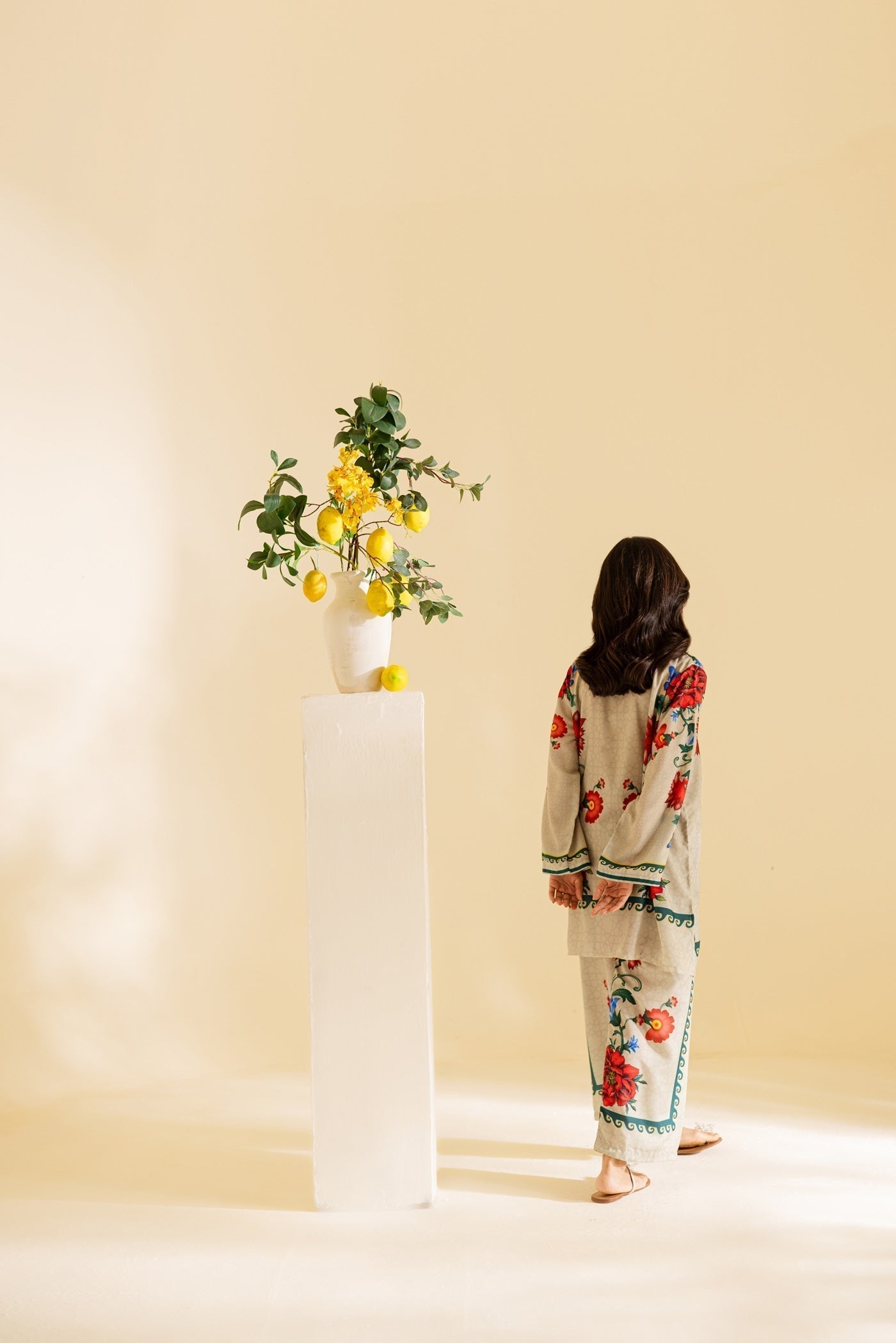 Soft Ivory Floral 2PC Premium Poly Lawn