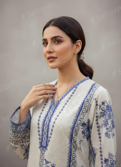 Blue Floral Lawn 2PC