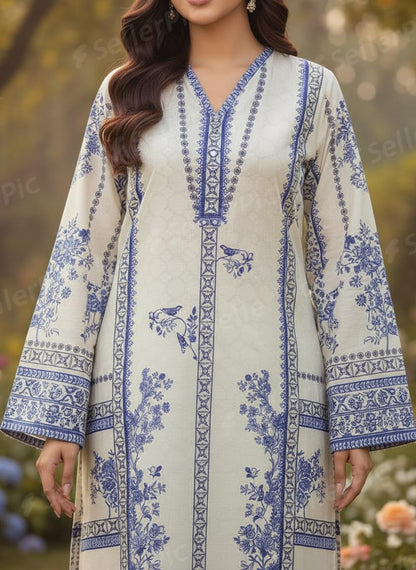 Blue Floral Lawn 2PC